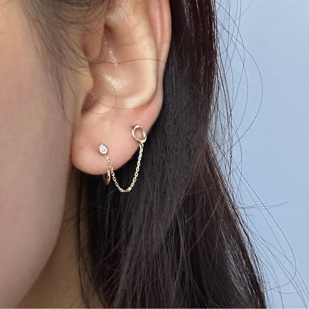 Solid 14k Gold Mejuri Open Circle Chain Earrings